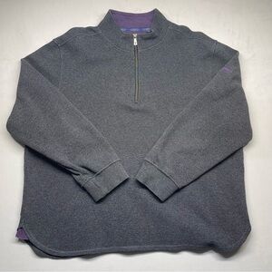 Robert Graham Sweater Mens XXL Gray 1/4 Zip Pullover Long Sleeve Soft Preppy